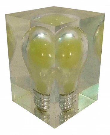 Lucite Ampoule fluo sculpture by Pierre Giraudon, 1970s