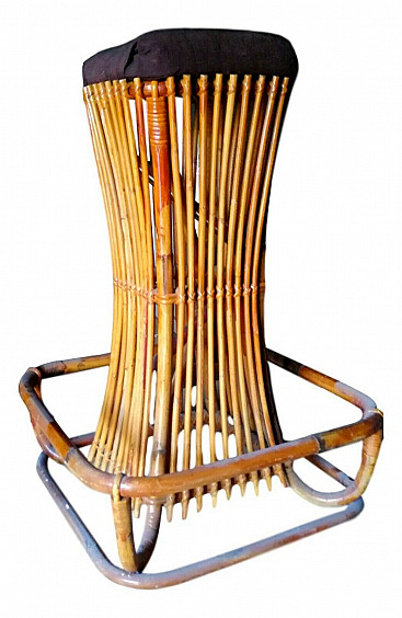Wicker stool by Tito Agnoli for Bonacina, 1950s