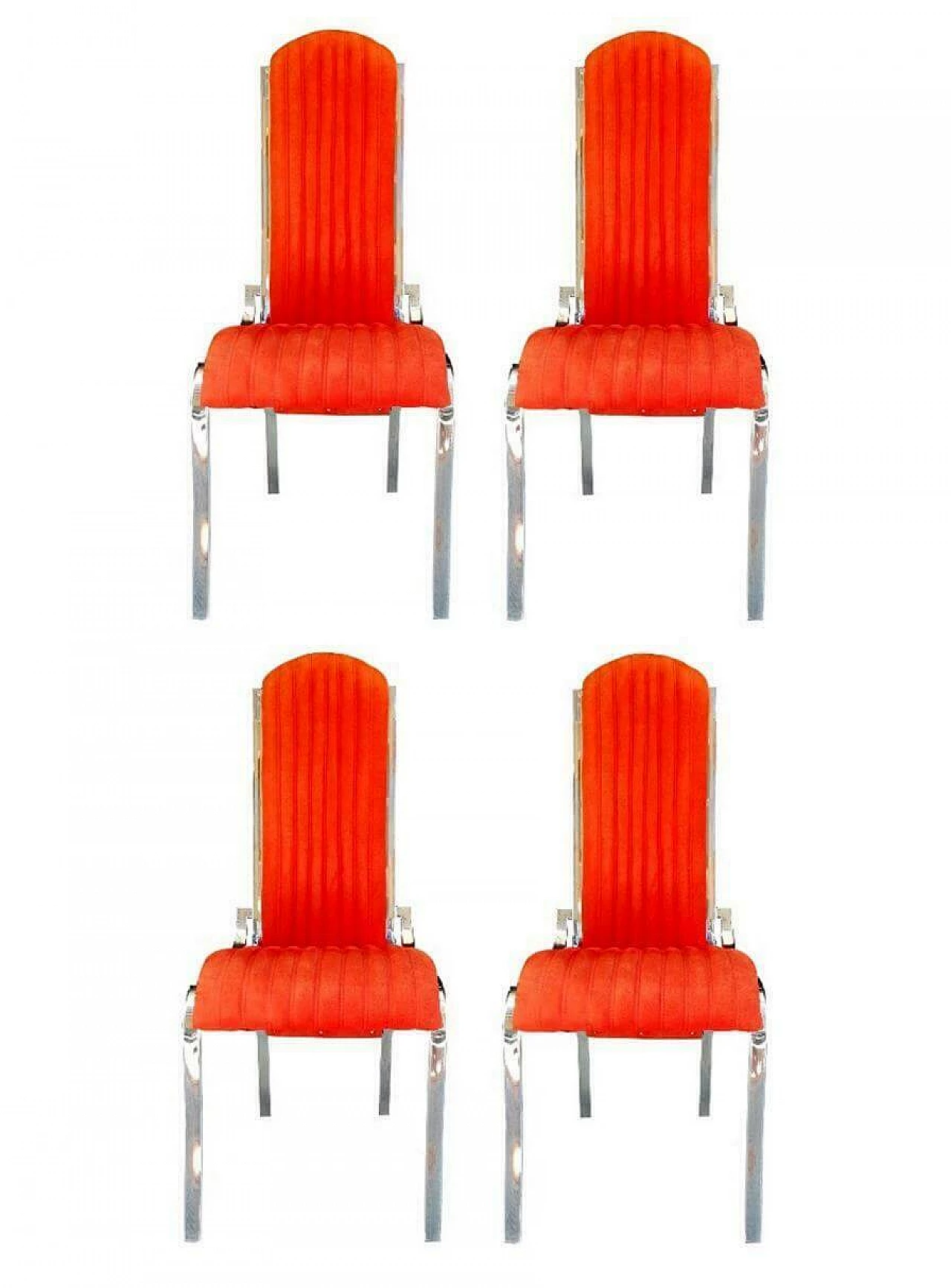 4 Steel and alcantara chairs in the style of Romeo Rega 1165274
