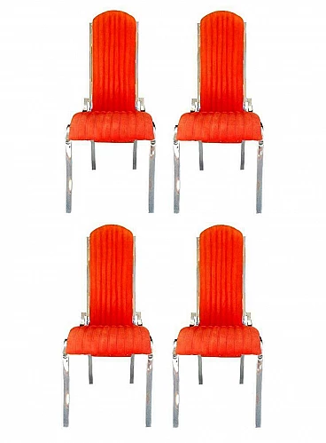 4 Steel and alcantara chairs in the style of Romeo Rega