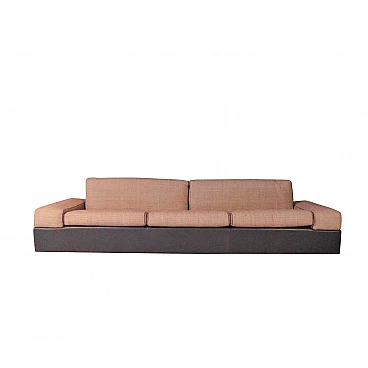 Grey Leather 4-Seater Sofa, Cushions Leather and Silk, Sormani 1983
