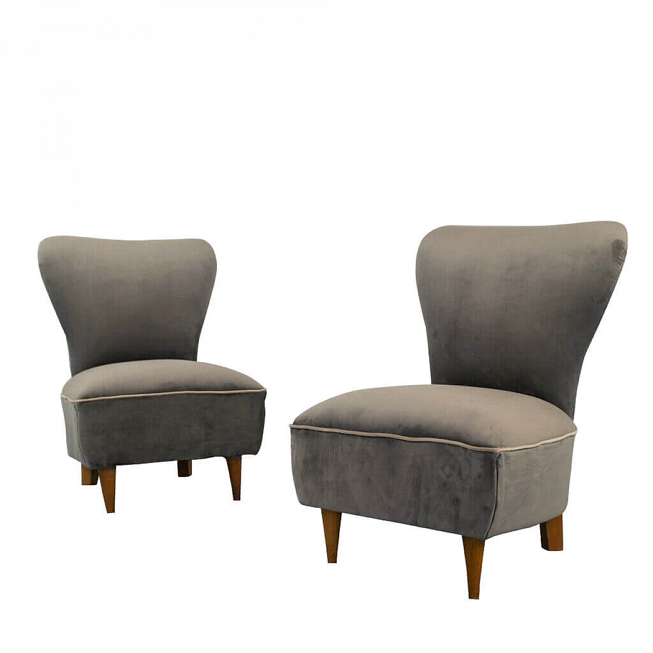 Pair of velvet armchairs, 1950s 1165325
