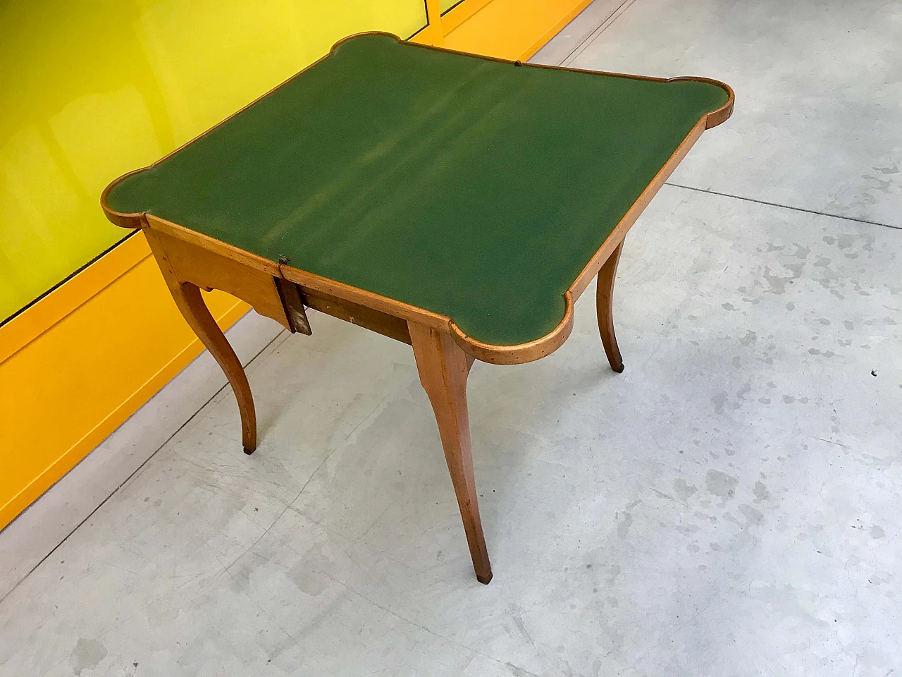 Gaming table with inlaid chessboard on the opening top and hoof shaped feet, 18th century 1165339