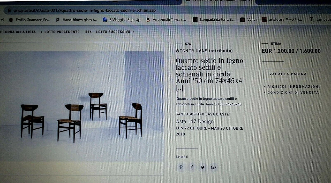 Sedia in legno e corda di Hans Wegner, anni '50 1165626