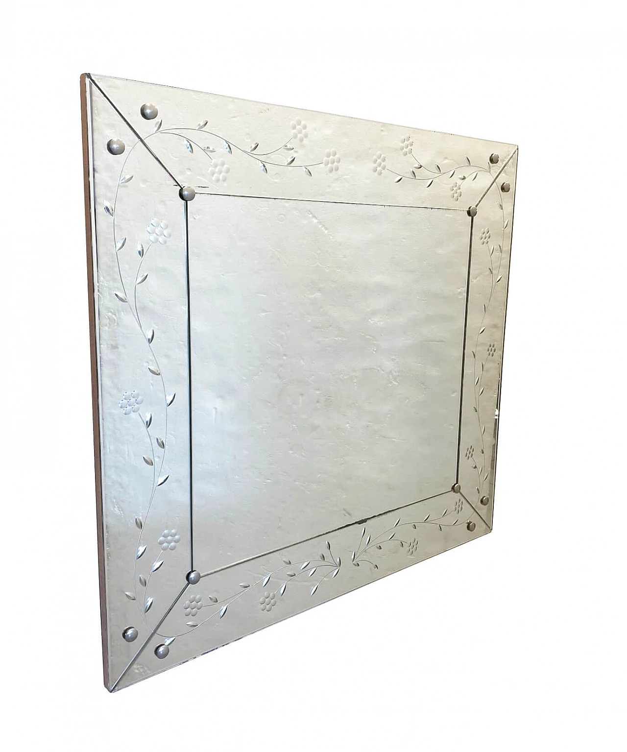 Specchio molato con fiori, anni '60 1165627