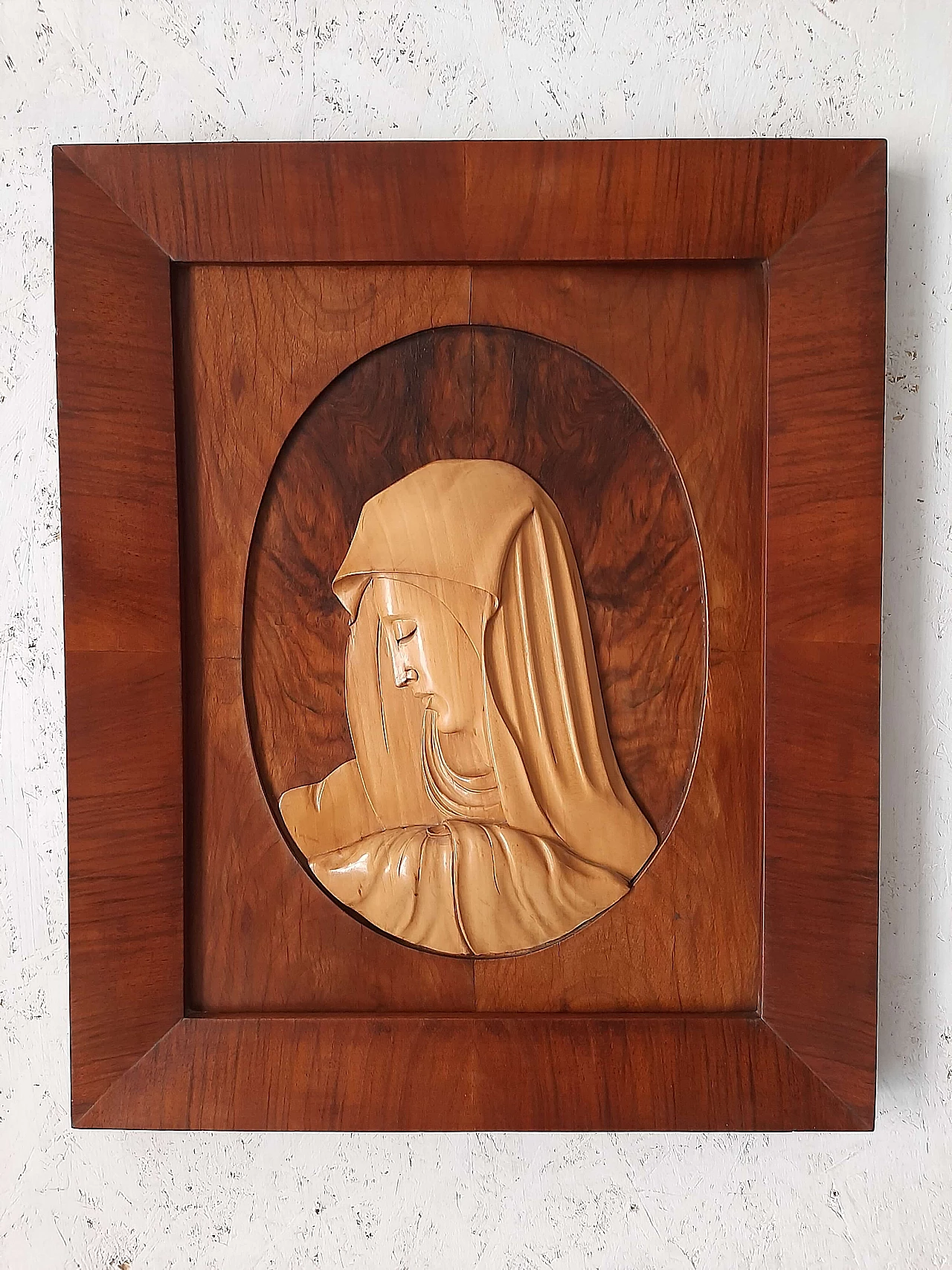 Art Deco low relief sculpture in walnut and maple, 30s 1165727