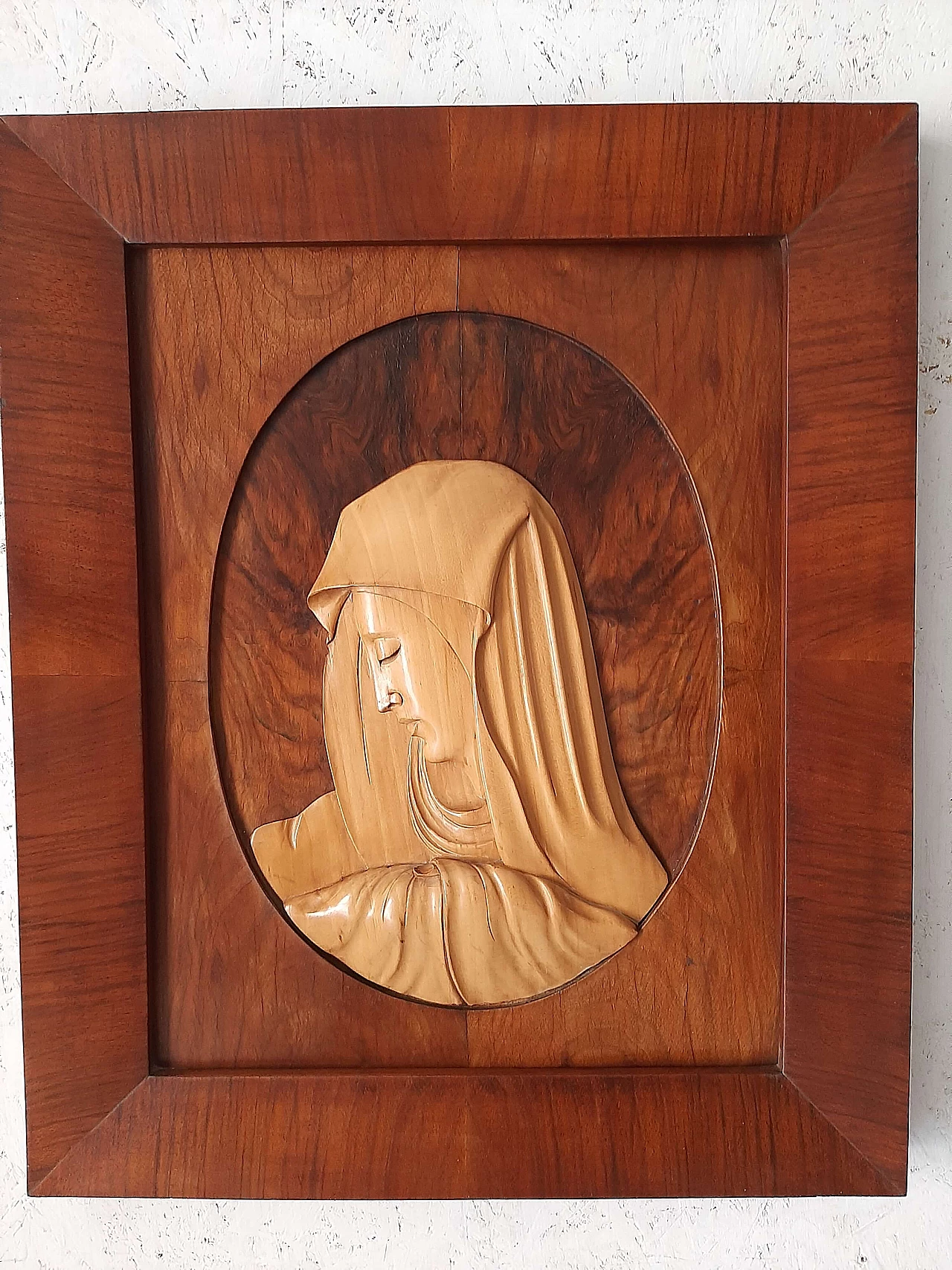 Art Deco low relief sculpture in walnut and maple, 30s 1165728