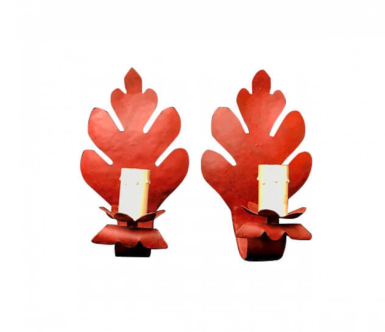 Pair of William leaf-like red iron sconces, 20th century 1166062
