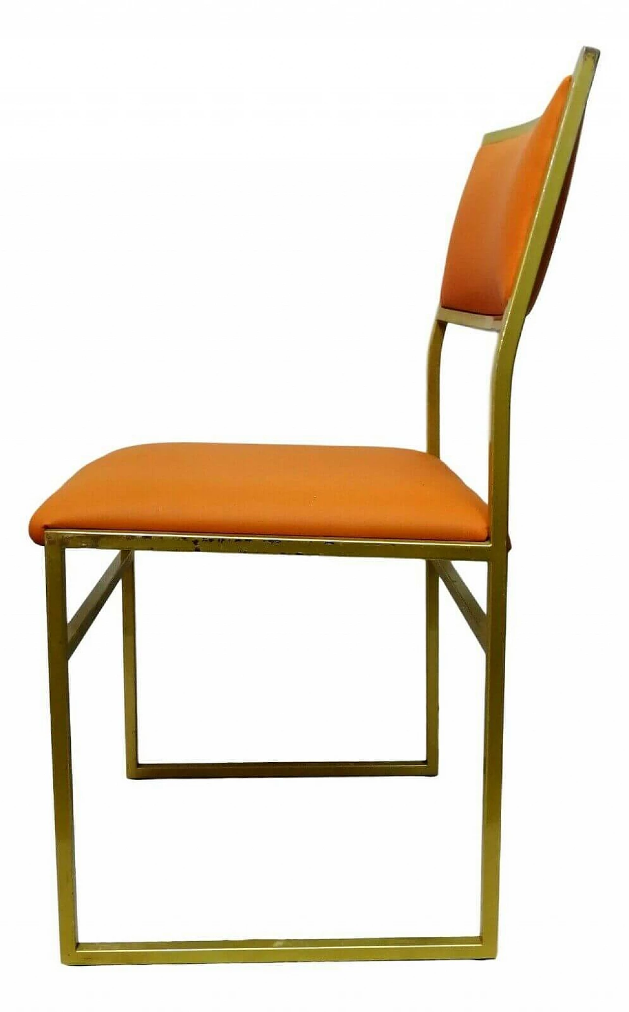 Sedia in metallo e seduta color albicocca, anni '70 1166228