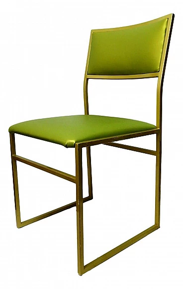 Sedia in metallo e seduta color verde, anni '70