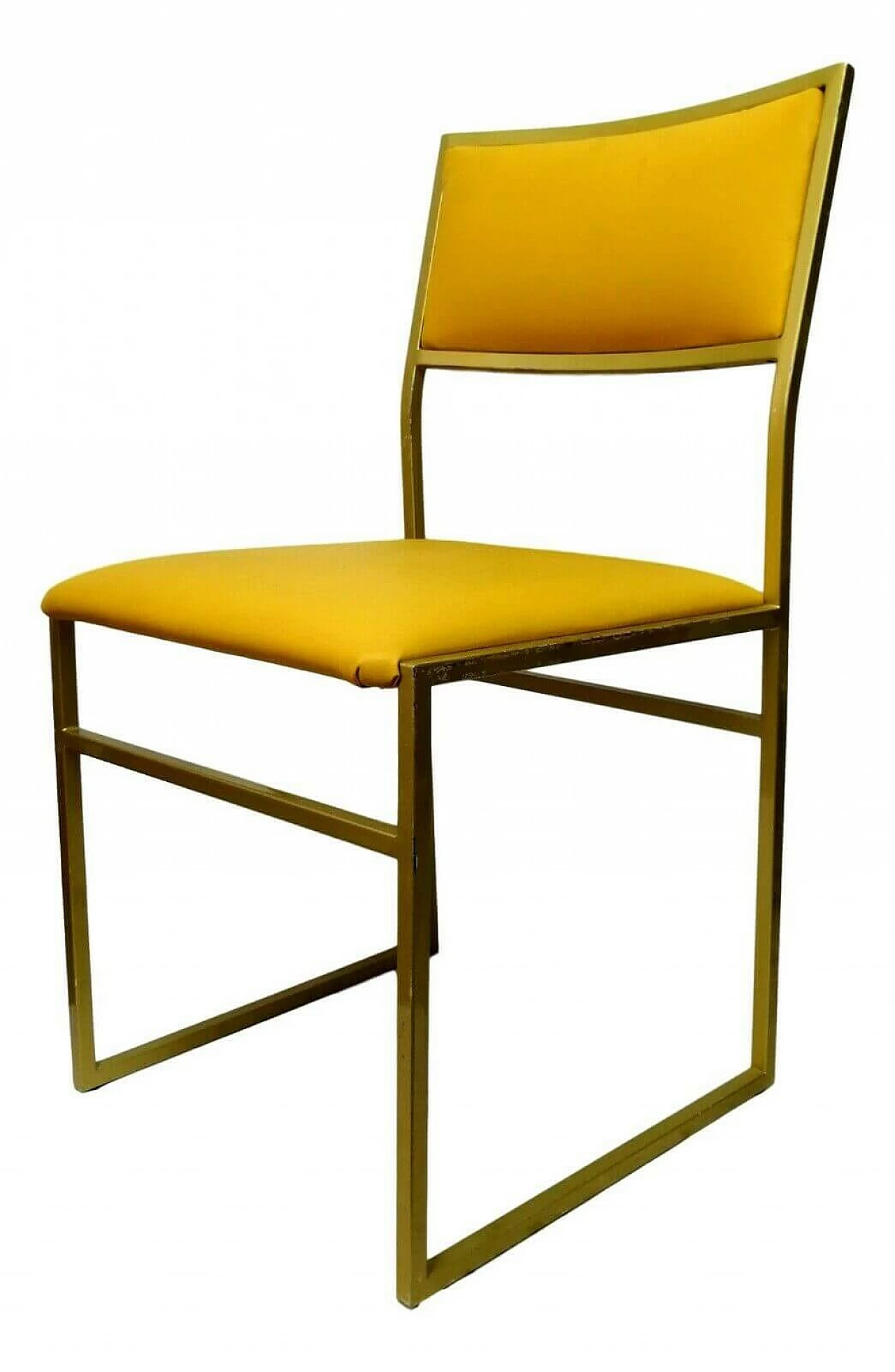 Sedia in metallo e seduta color giallo, anni '70 1166236
