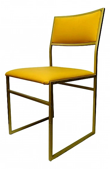 Sedia in metallo e seduta color giallo, anni '70