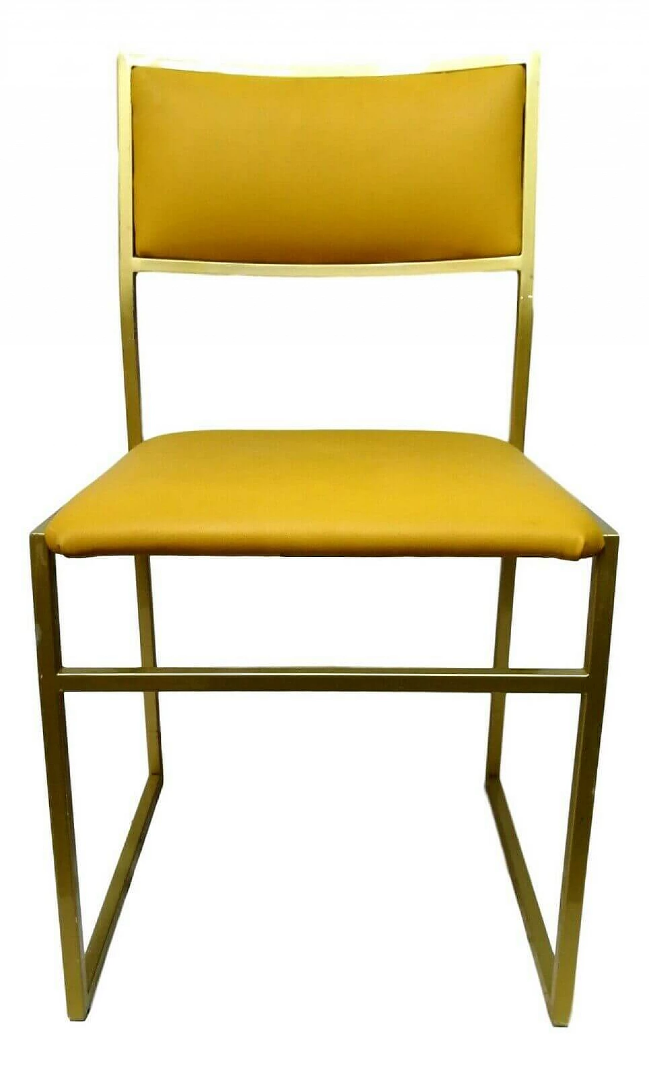 Sedia in metallo e seduta color giallo, anni '70 1166237