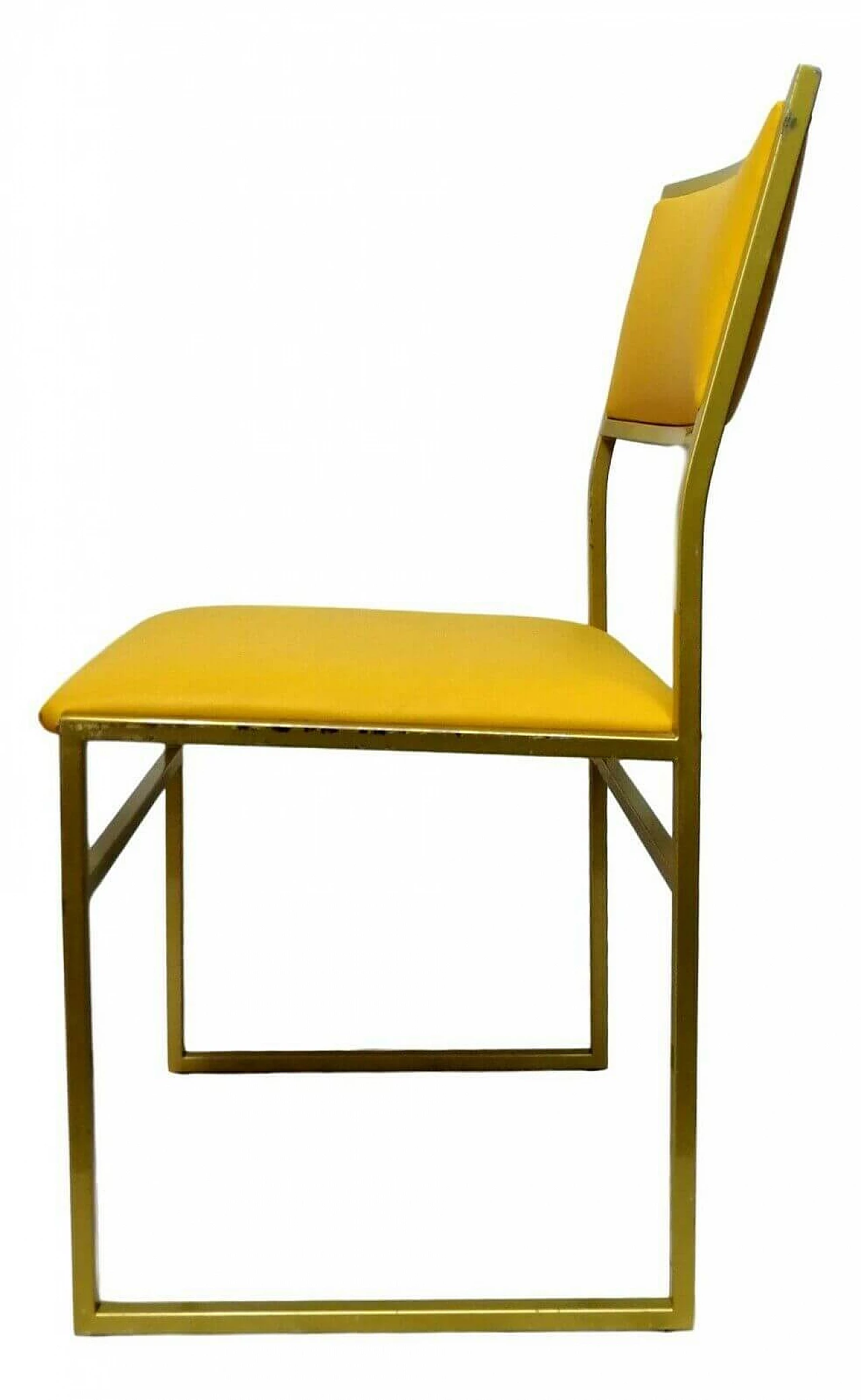 Sedia in metallo e seduta color giallo, anni '70 1166238