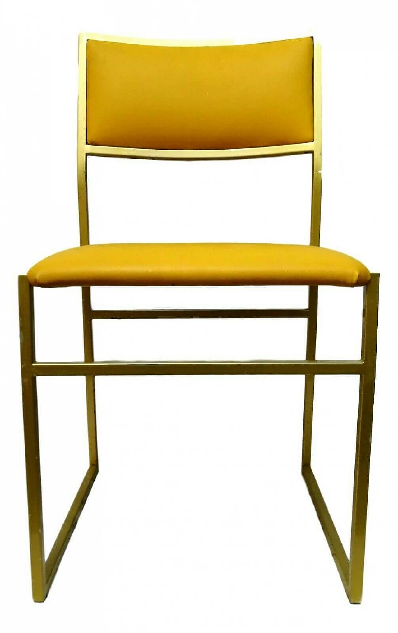 Sedia in metallo e seduta color giallo, anni '70 1166239