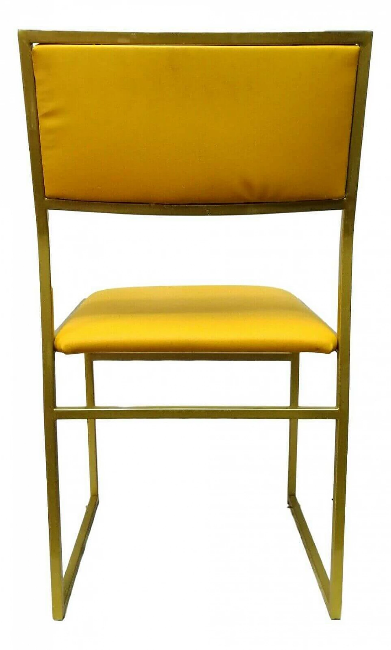 Sedia in metallo e seduta color giallo, anni '70 1166240