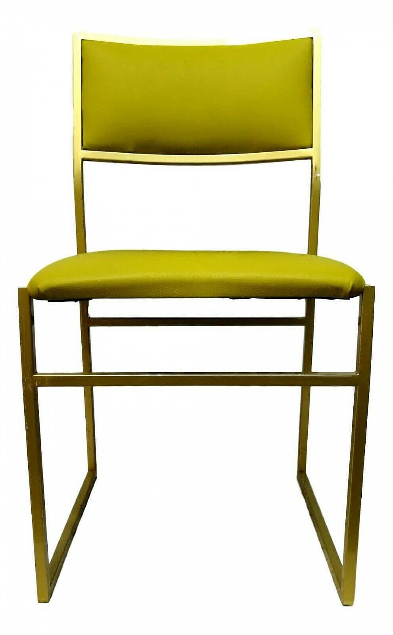 Metal chair and acid green seat, 70s 1166244