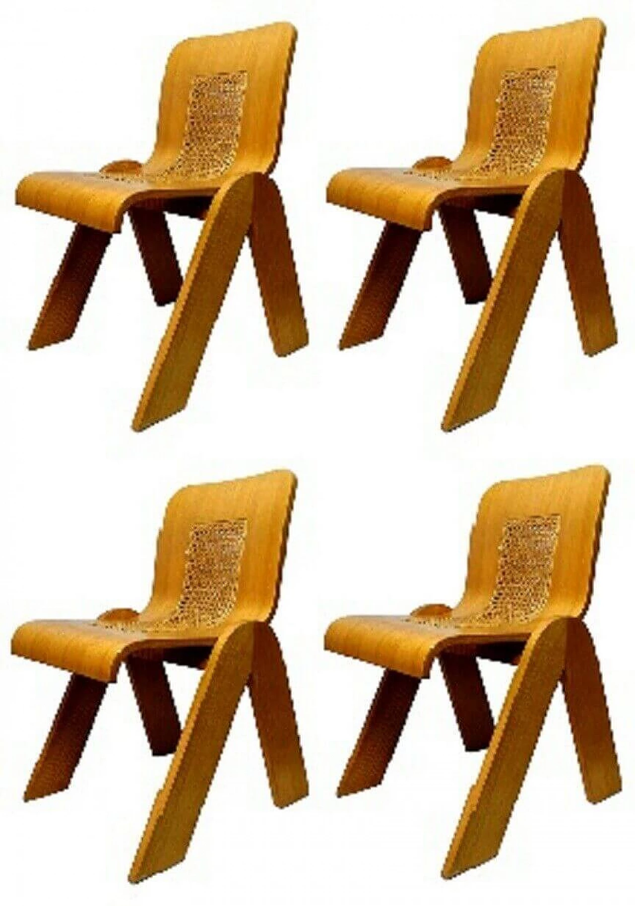 4 Curved plywood chairs by Gigi Sabadin for Stilwood, 70s 1166311