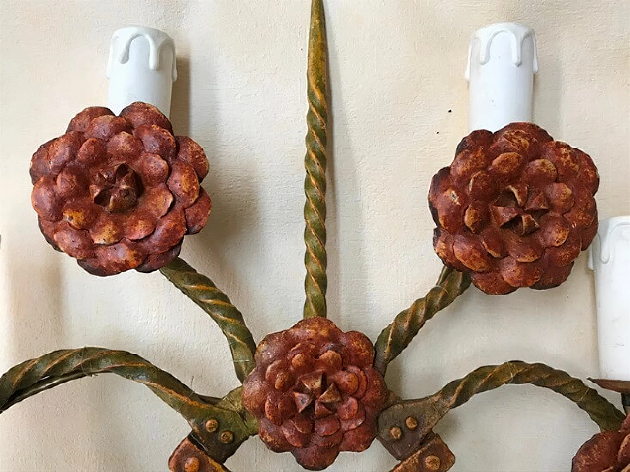 Applique policroma a 5 luci in ferro battuto 1166363