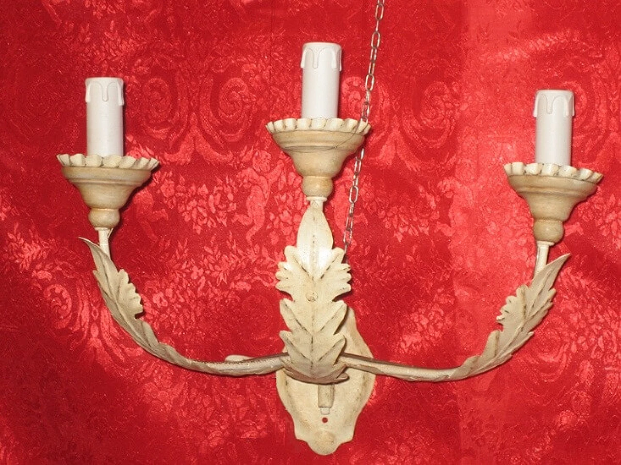 White wall sconce with leaves and 3 light, 20th century 1166409