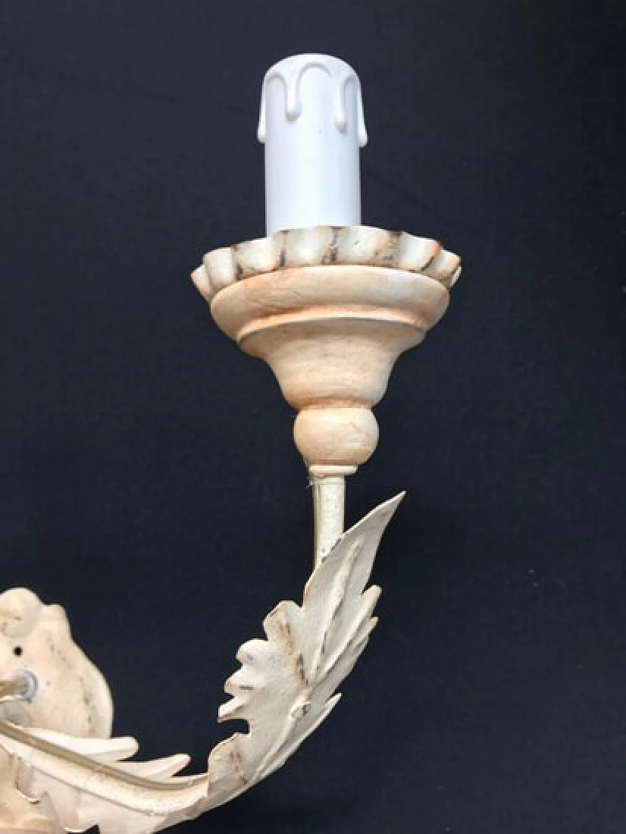 White wall sconce with leaves and 3 light, 20th century 1166420