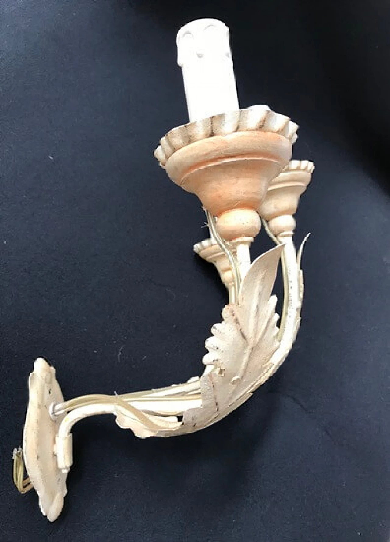 White wall sconce with leaves and 3 light, 20th century 1166421