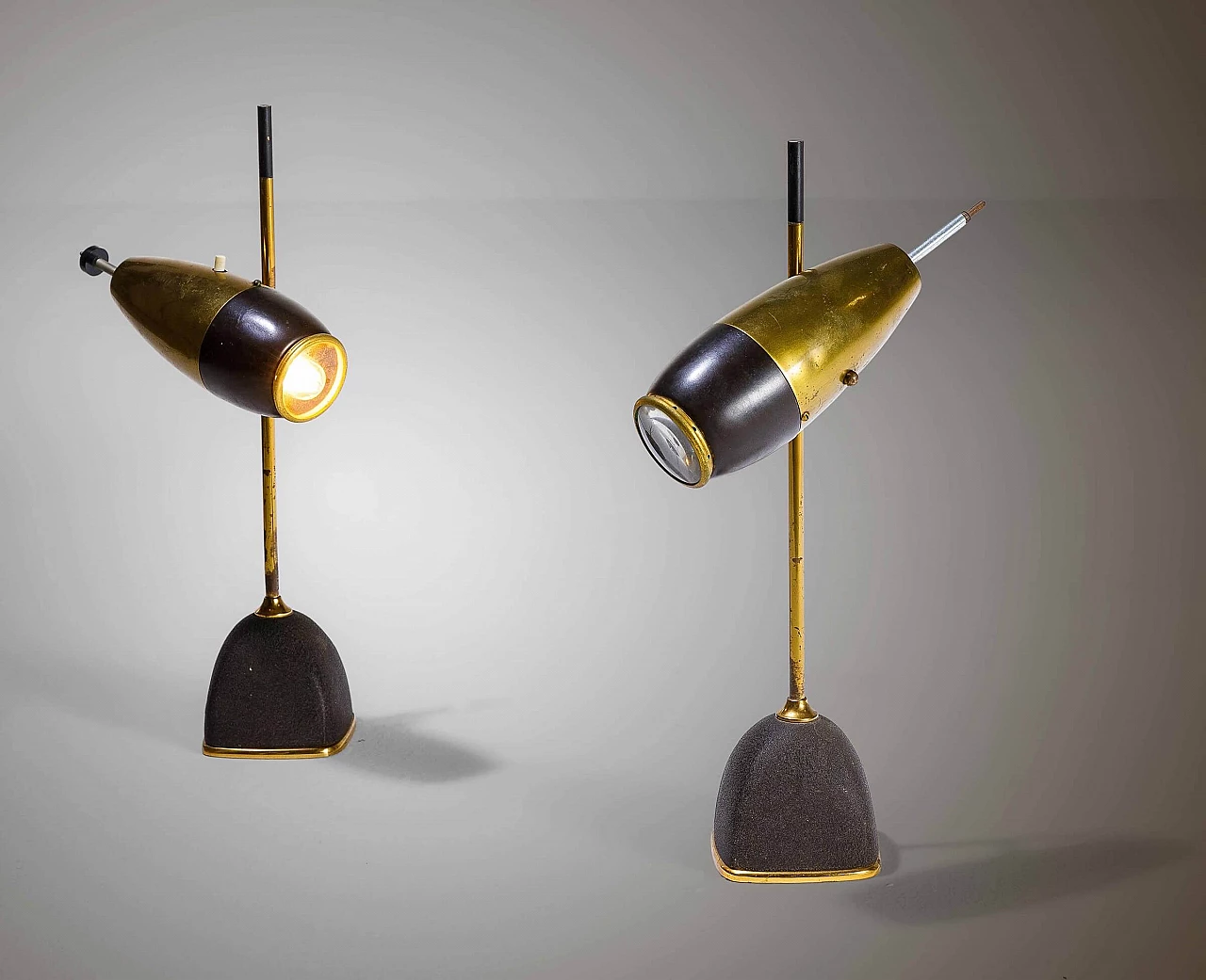 Pair of table lamps 577 in brass by Oscar Torlasco for Lumi Milano, 60s 1166541