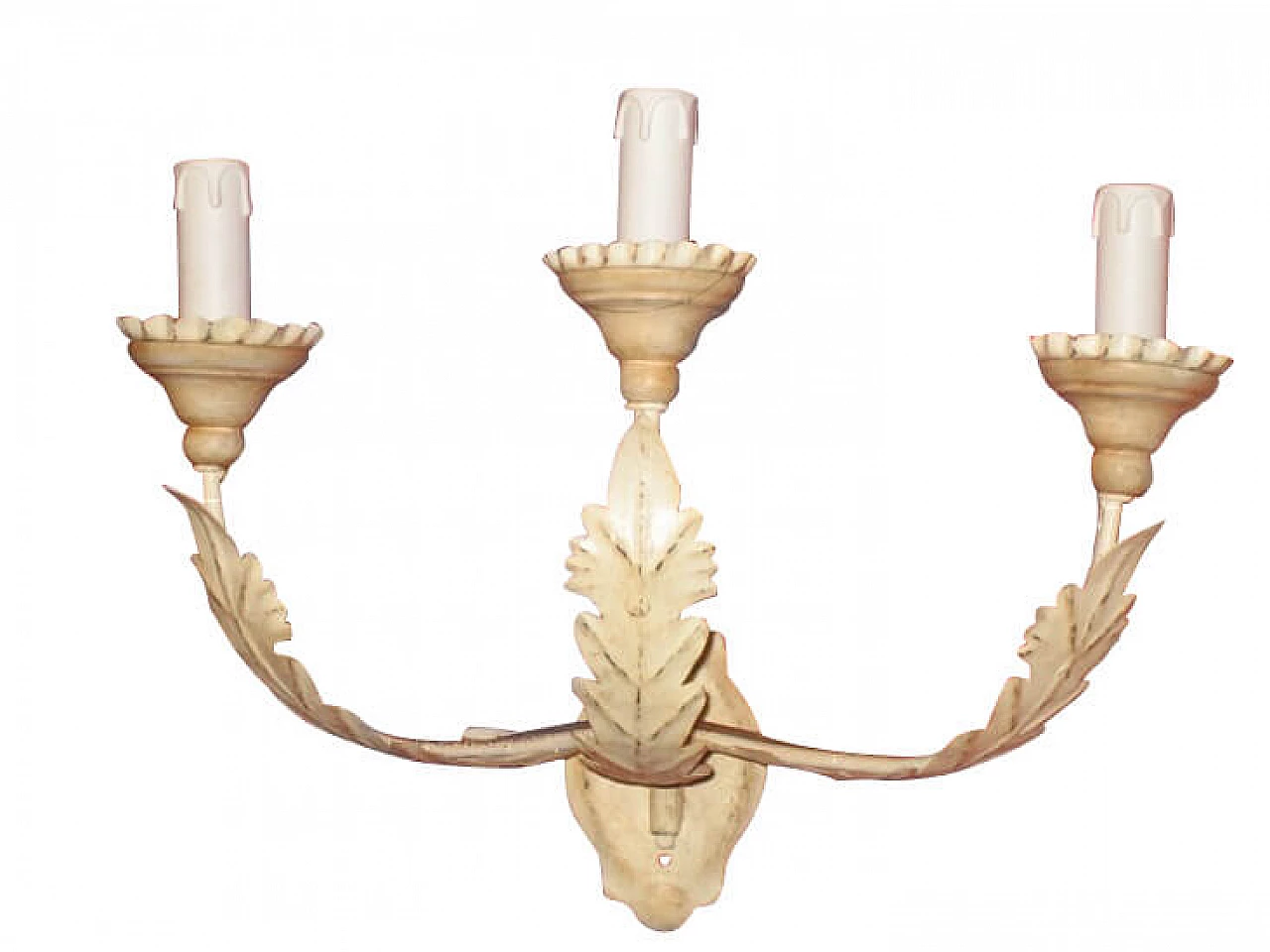 White wall sconce with leaves and 3 light, 20th century 1166542