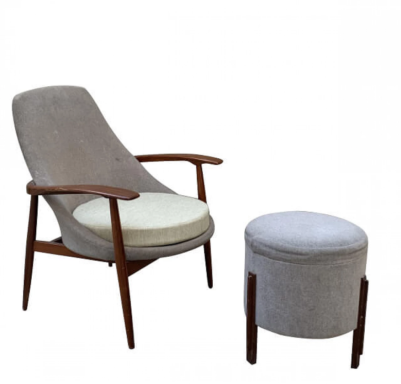 Italian armchair and pouf by Fratelli Marelli for Framar, 50's 1166580