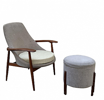 Italian armchair and pouf by Fratelli Marelli for Framar, 50's