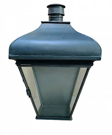 Coppia di lampioni inglesi in rame da parete per esterno, '900