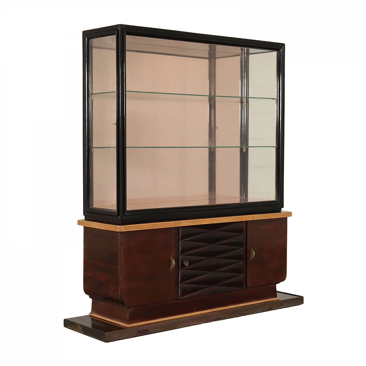 Rosewood and mahogany showcase, 1950s 1166652