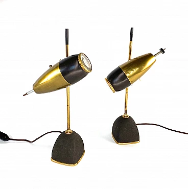 Pair of table lamps 577 in brass by Oscar Torlasco for Lumi Milano, 60s