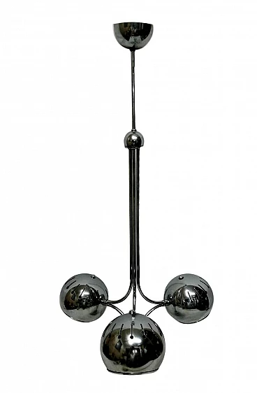 Steel chandelier with three lights by Goffredo Reggiani, 70s