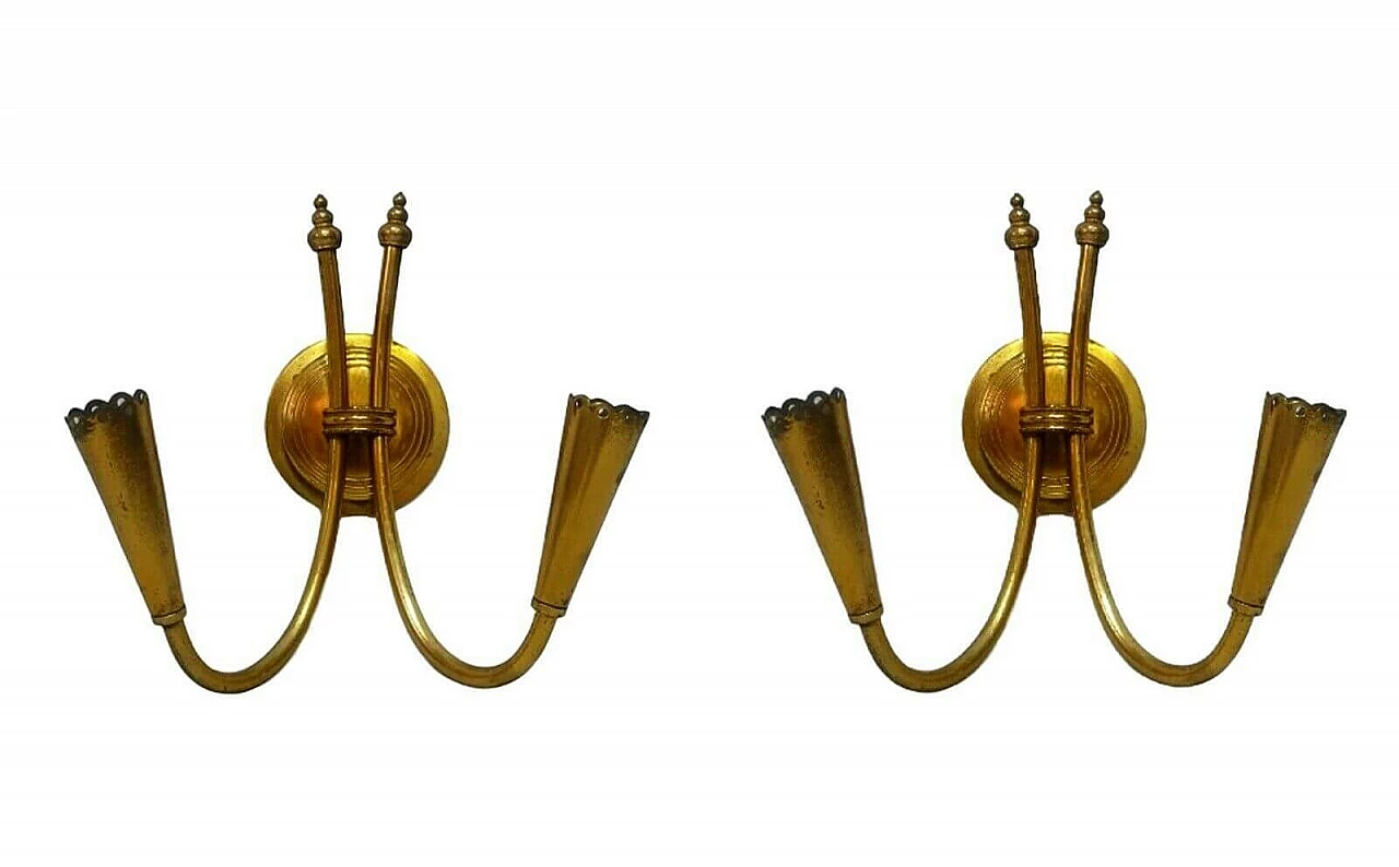Coppia di appliques in ottone di produzione Stilnovo, anni '60 1167071