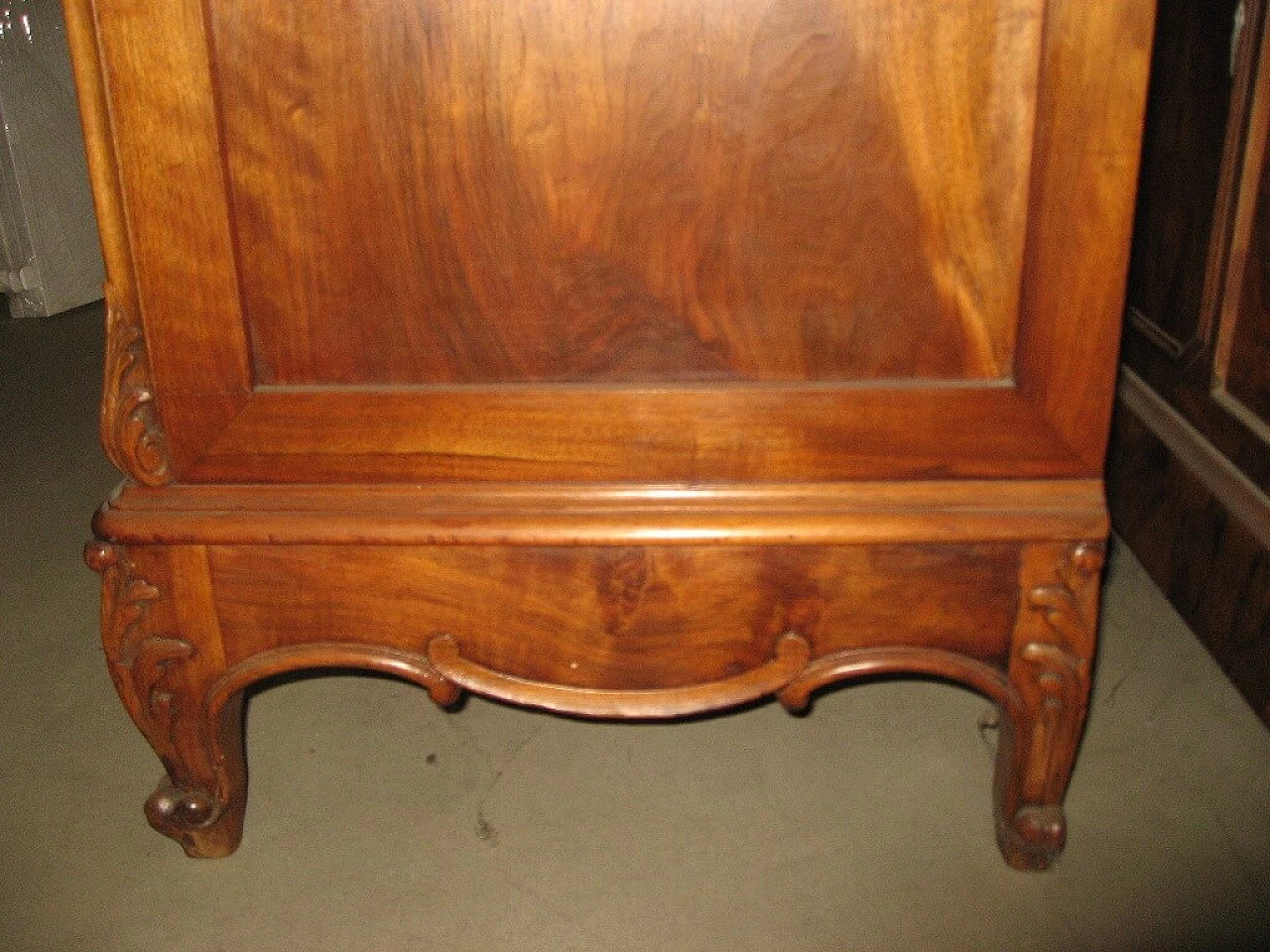 Antique French bathroom cabinet in walnut and Carrara marble, early '900 1167119