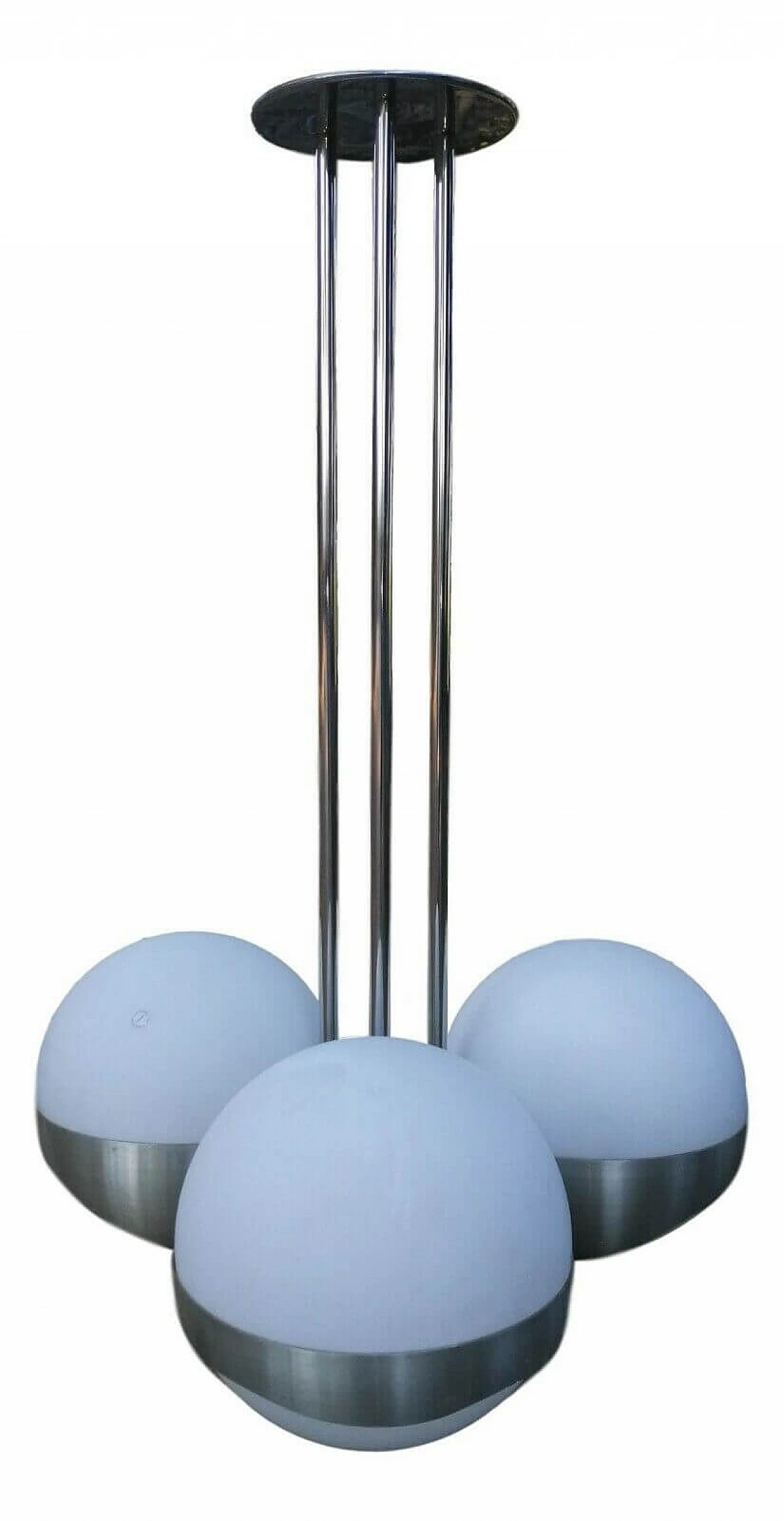 Space Age chandelier with three spheres, Lamperti production, 70s 1167138