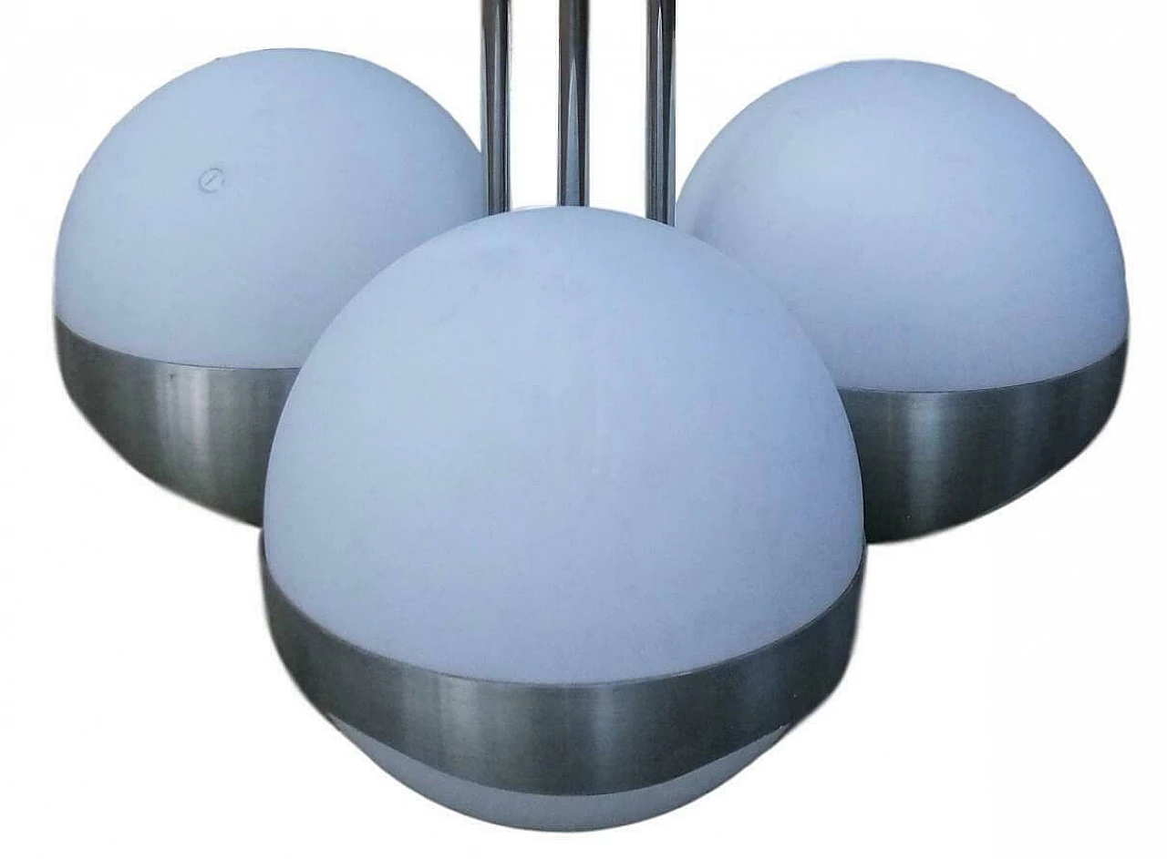 Space Age chandelier with three spheres, Lamperti production, 70s 1167139