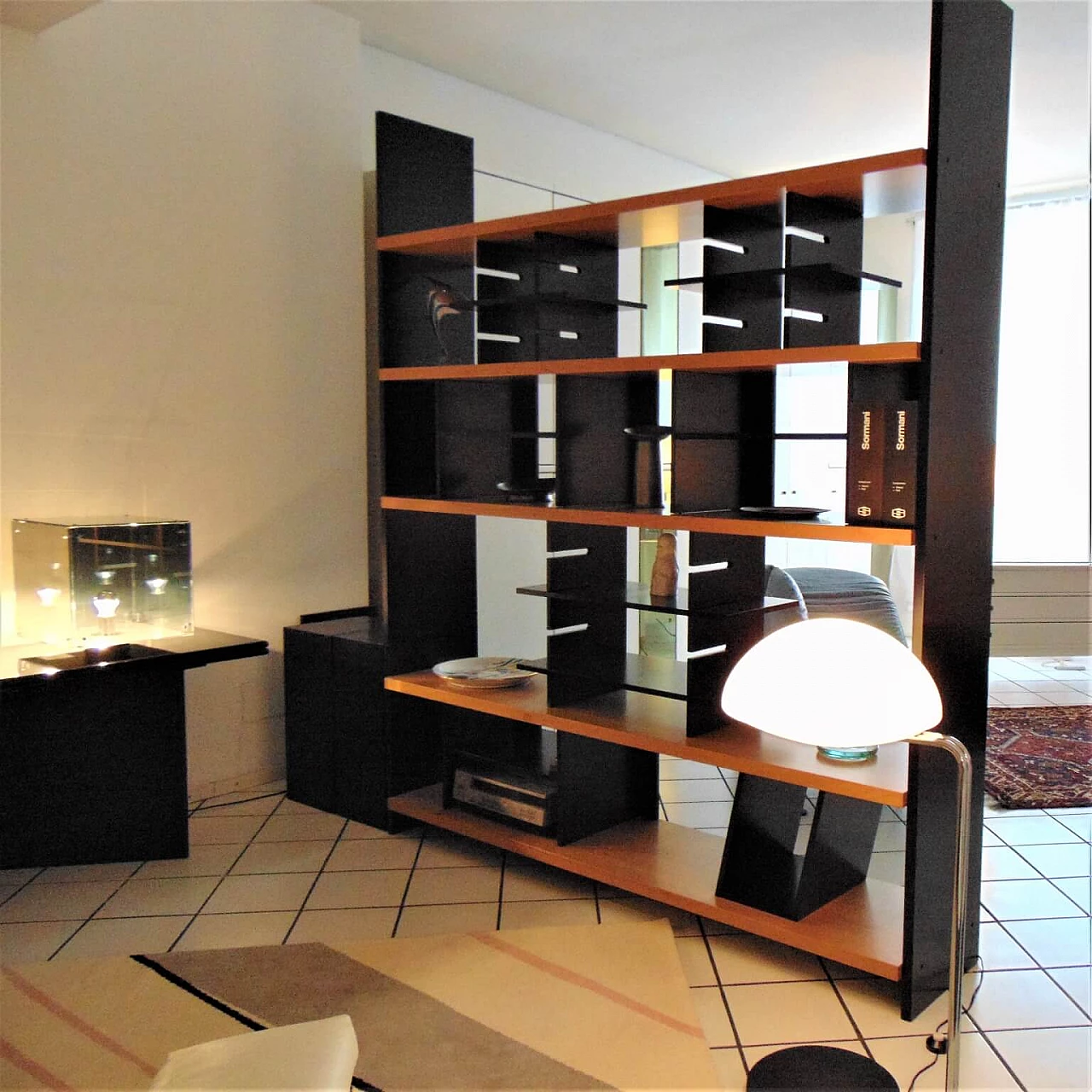 Bolivar walnut and black satin lacquer bookcase 1167230