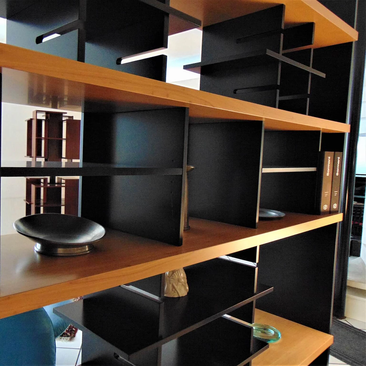 Bolivar walnut and black satin lacquer bookcase 1167238