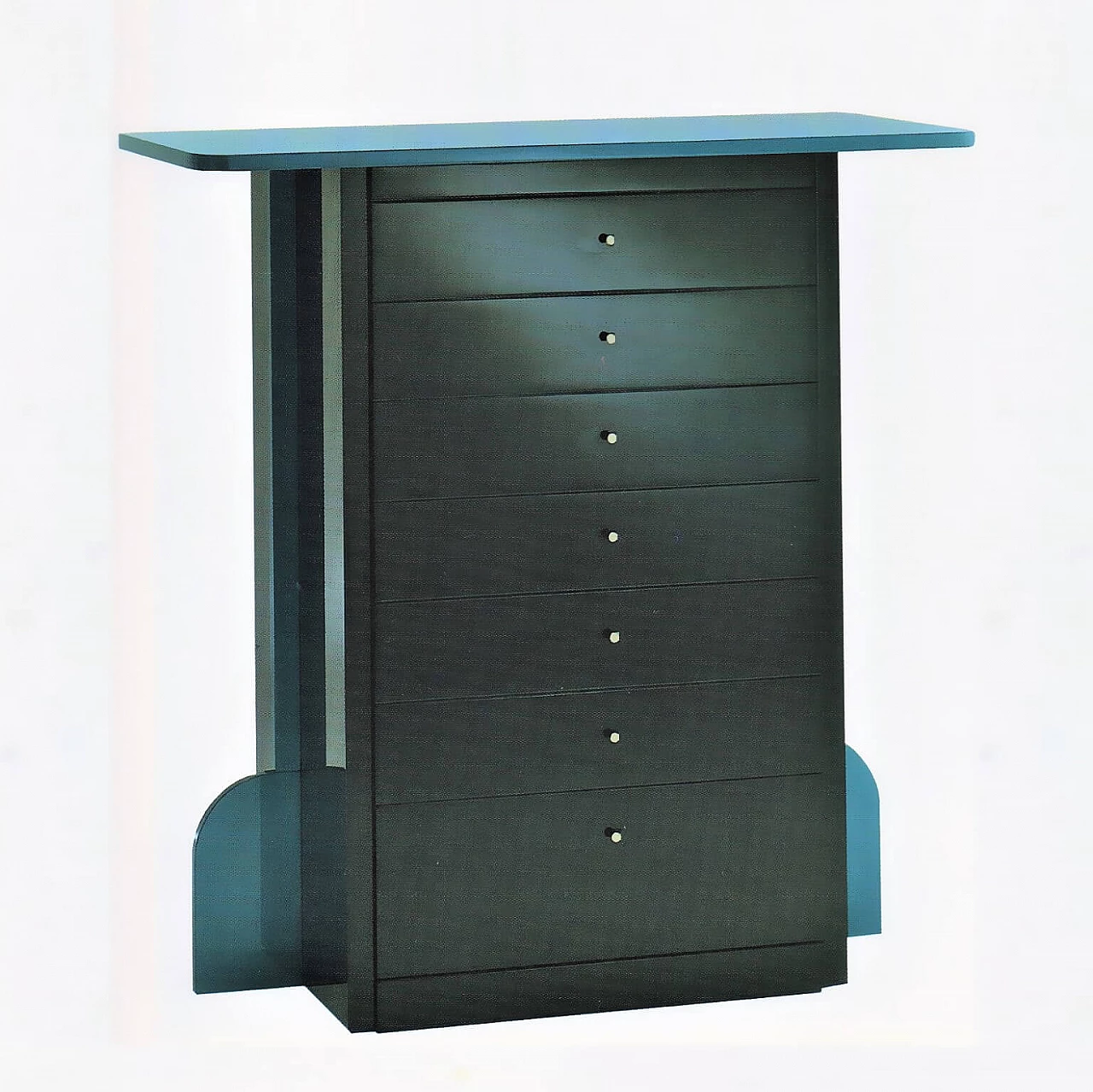 Chest of Drawers with Satin Gray and Blue Lacquer, 1990s, Sormani 1167276