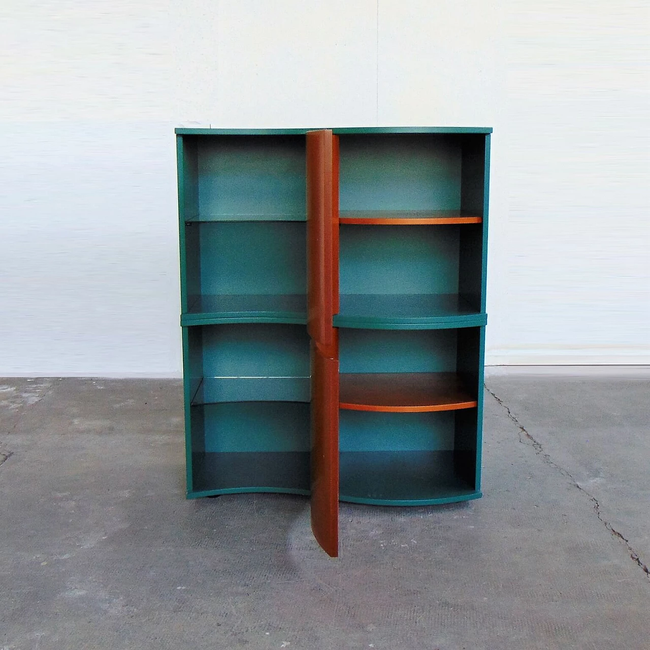 Sideboard Green Satin Lacquer, Doors in Walnut-Stained Cherry, for Roche Bobois, 1990s 1167297