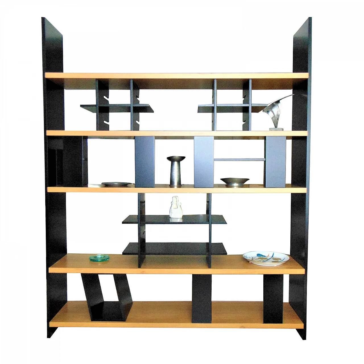 Bolivar walnut and black satin lacquer bookcase 1167317