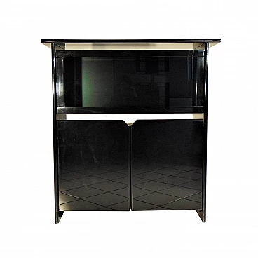 Sideboard with glossy black lacquered showcase by Sormani, 1985