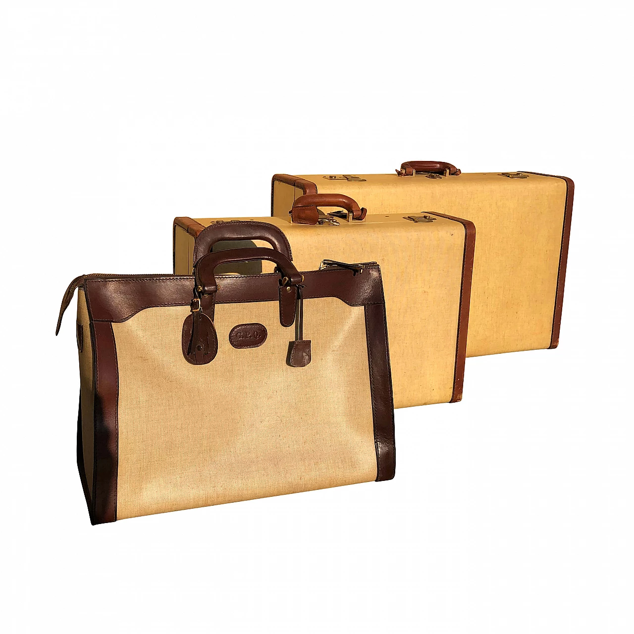 Set of leather and parchment suitcases 1167440