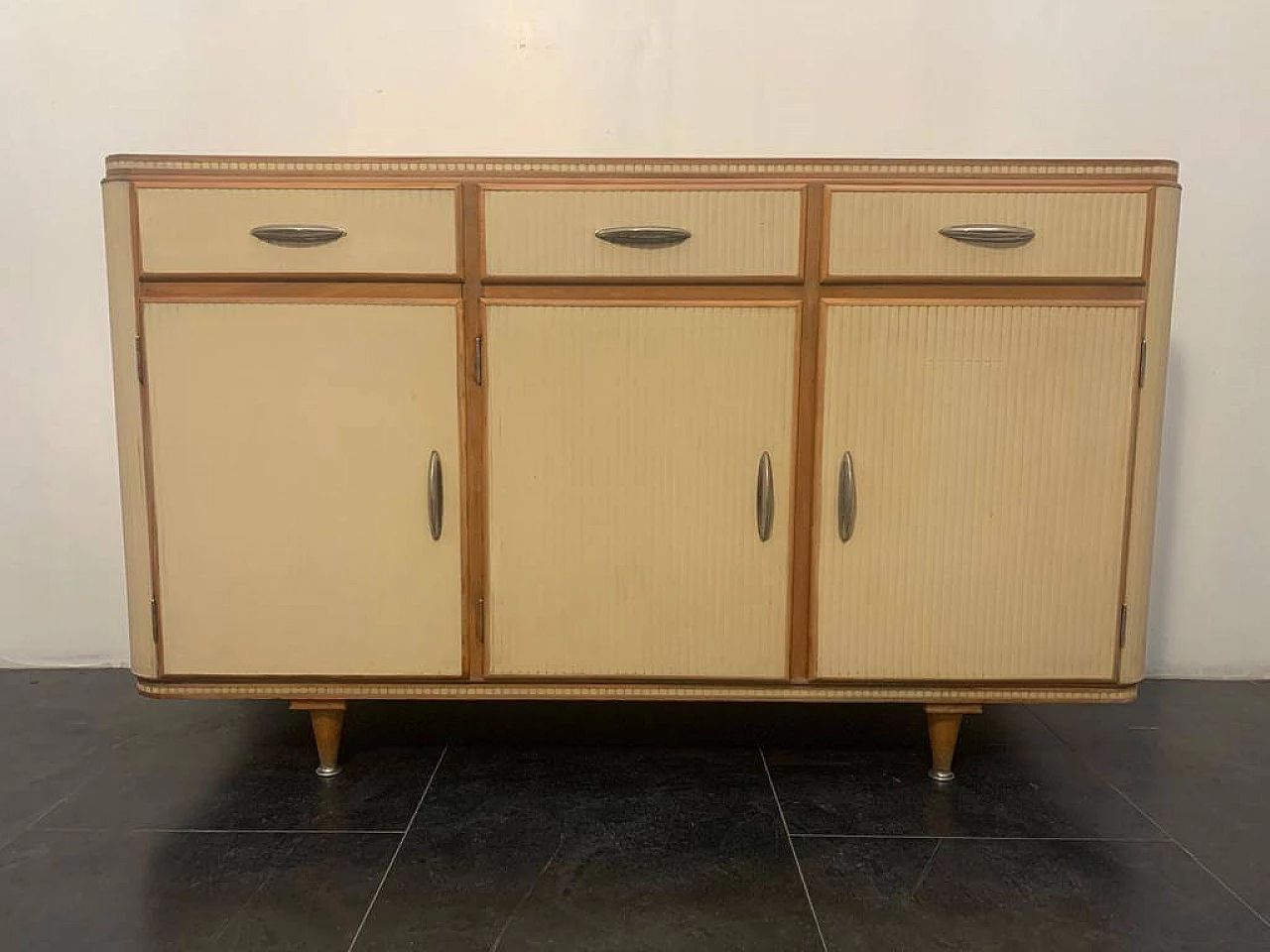Sideboard in linoleum and masonite & upholstered in fabric from T.M., 1950s 1167620