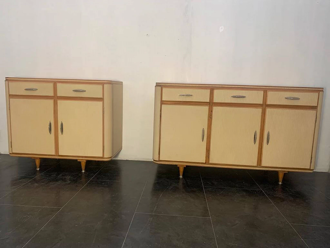 Sideboard in linoleum and masonite & upholstered in fabric from T.M., 1950s 1167629