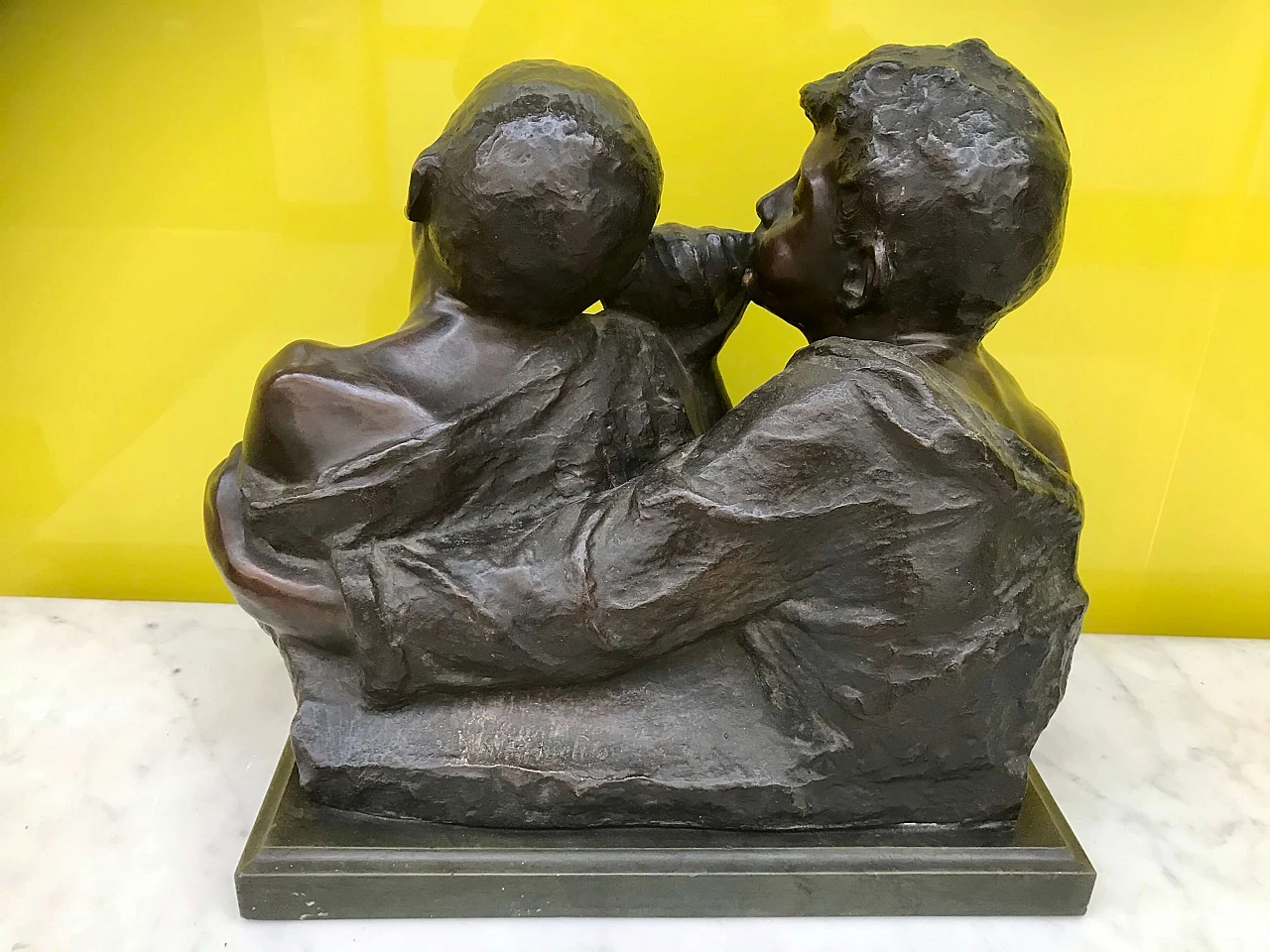 Scultura in Bronzo “Scugnizzi con conchiglia” di Aurisicchio Vincenzo originale modello grande, '800 1167788