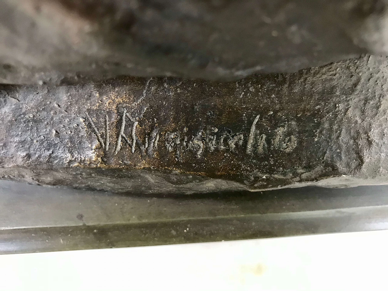 Scultura in Bronzo “Scugnizzi con conchiglia” di Aurisicchio Vincenzo originale modello grande, '800 1167789