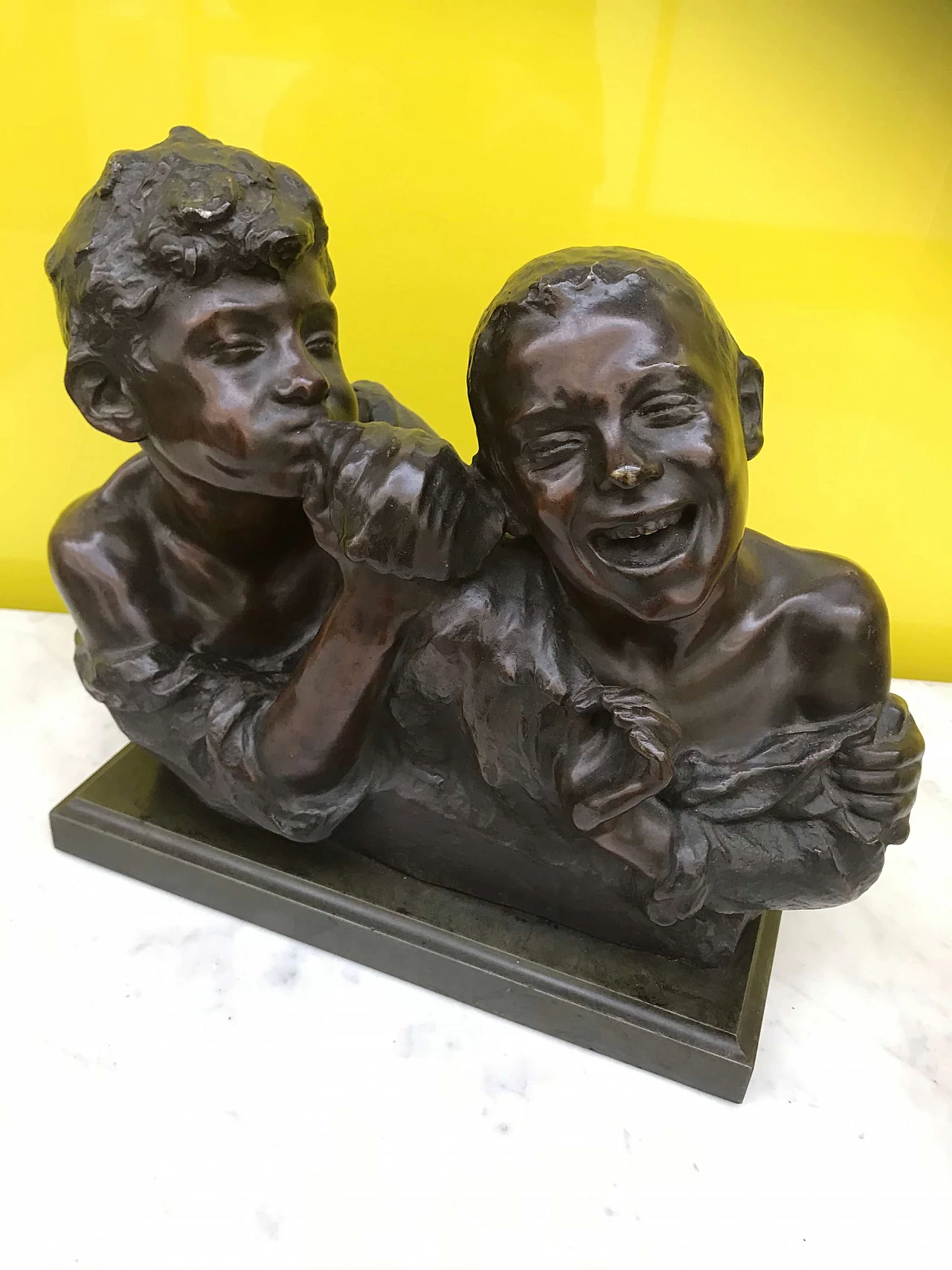 Scultura in Bronzo “Scugnizzi con conchiglia” di Aurisicchio Vincenzo originale modello grande, '800 1167793